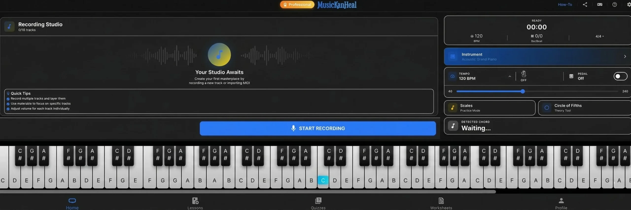 Live audio waveform displaying real-time recording progress in the studio.