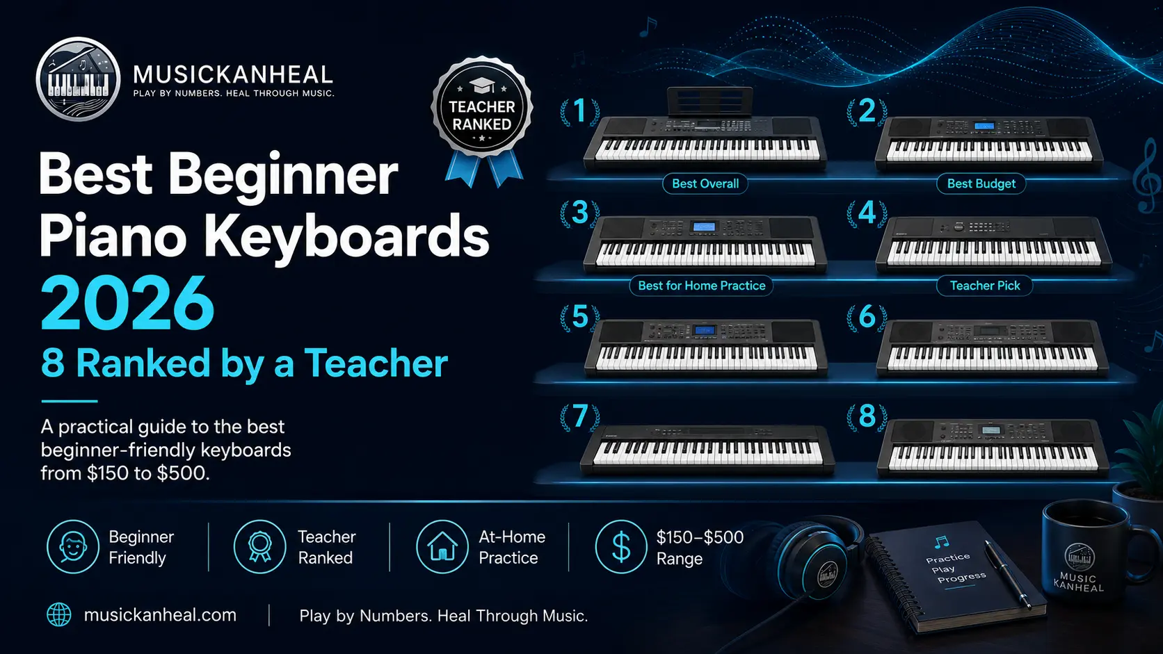 Best beginner piano keyboards ranked from $150 to $500 for 2026