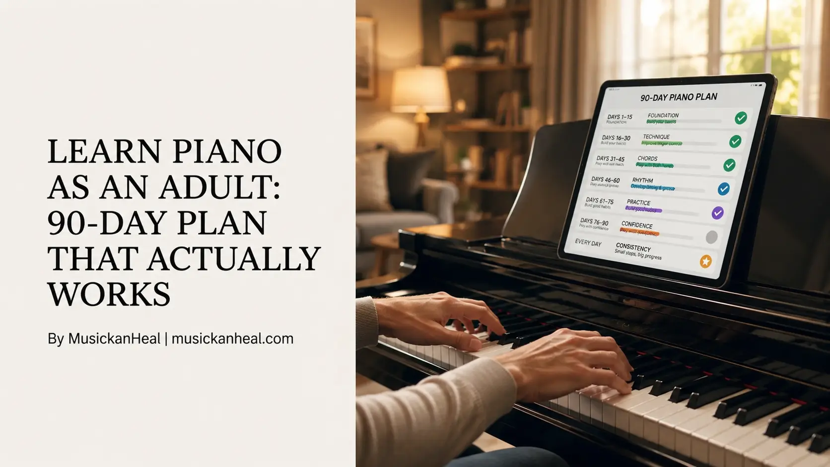 Learn Piano as an Adult 90-Day Plan That Actually Works