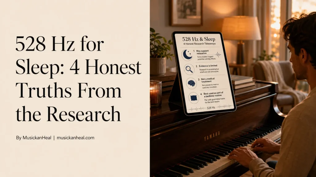Featured image explaining four research-based facts about 528 Hz for sleep, relaxation, and nighttime listening.