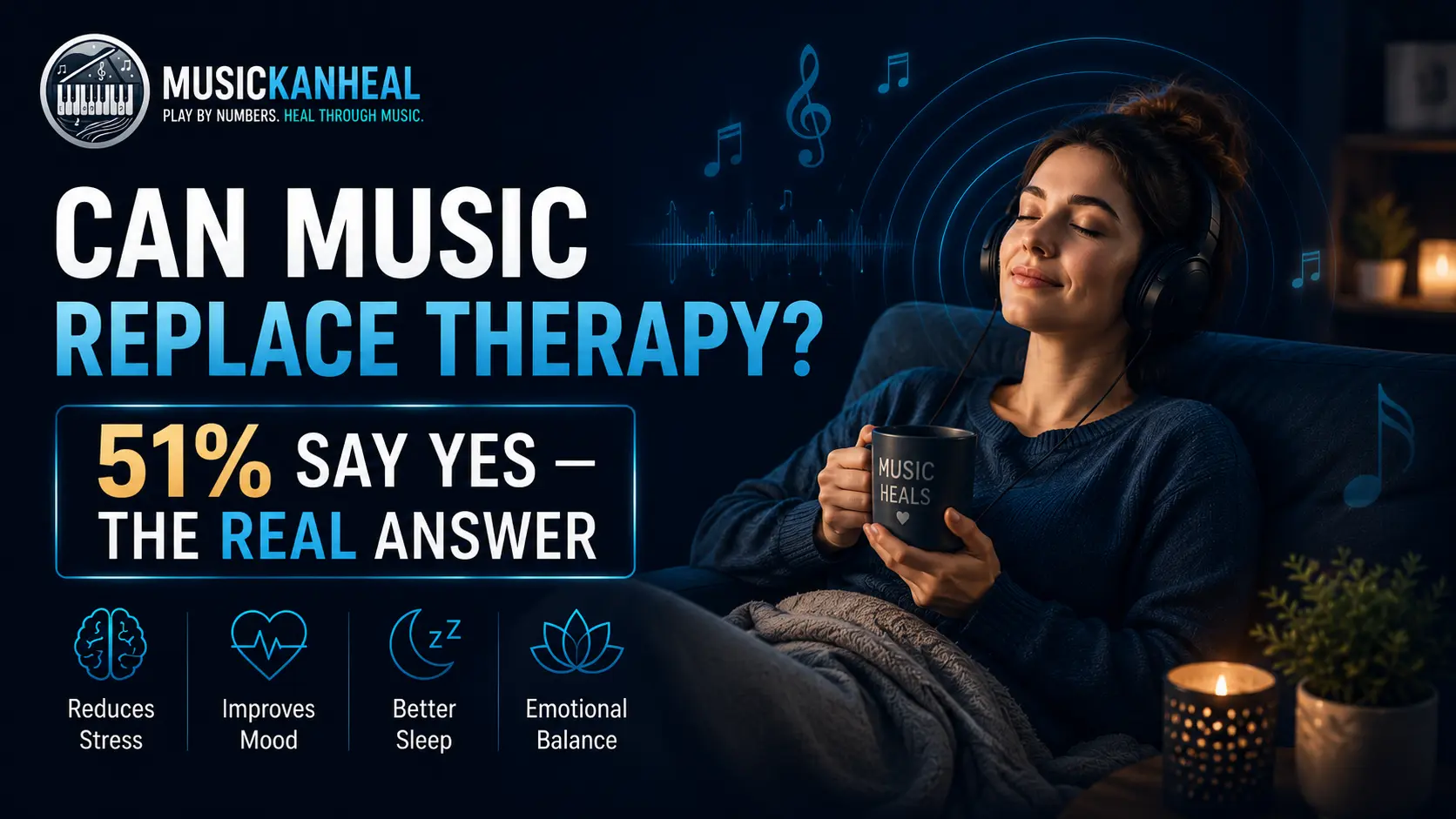 person using music instead of therapy for stress relief