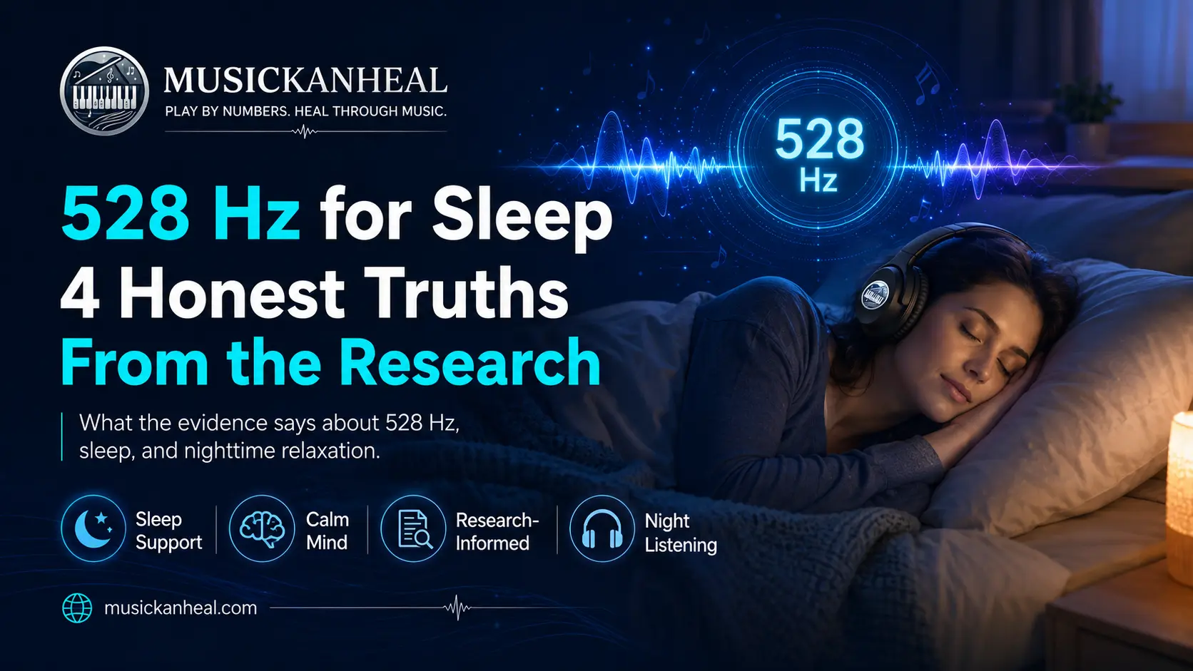 person sleeping with headphones listening to 528 hz for sleep